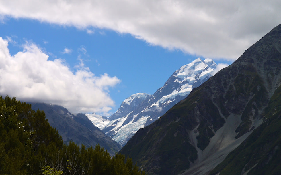 View from Mt Cook village Aoraki - Mt Cook in the background