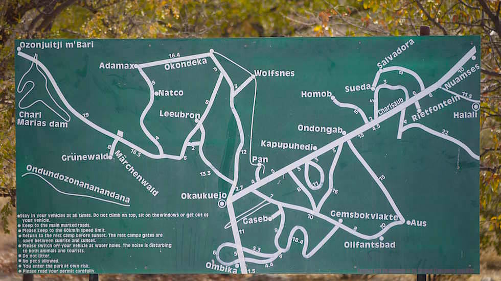 Übersichtskarte Etoshia Nationalpark