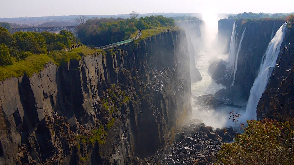 Blick auf die Victoria Falls von Livingstone Zambia, Afrika