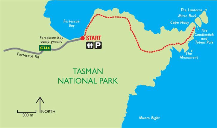 Karte Cape Hauy Wanderung - Tasmanien