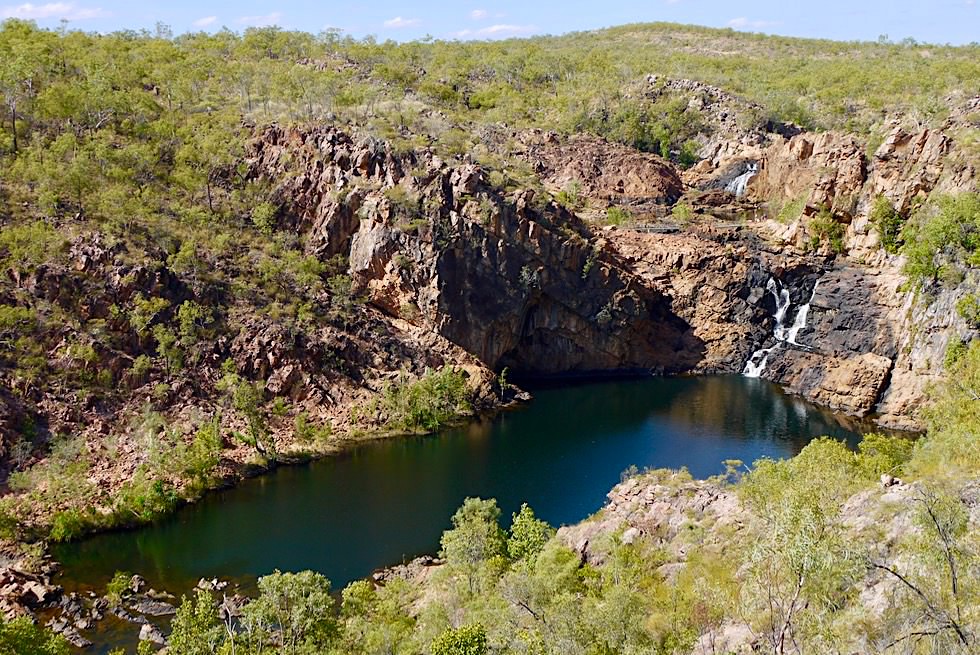 Leliyn Edith Falls - Bemang Lookout: faszinierend weiter Ausblick auf Upper Pool, Wasserfälle, mittleren Pool & felsiges Arnhem Land Plateau - Nitmiluk National Park - Northern Territory
