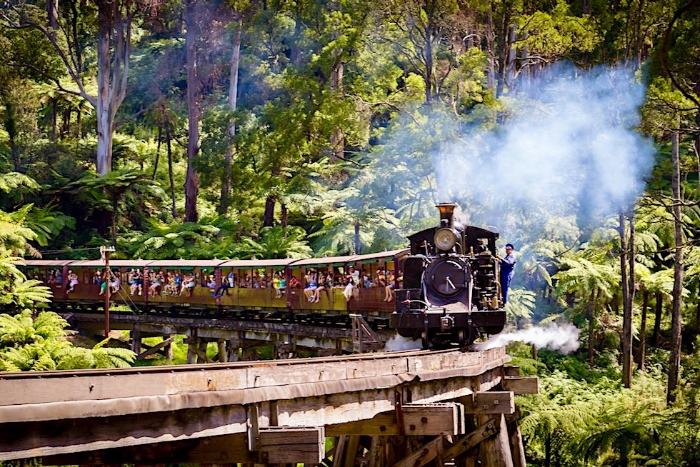Puffing Billy Railway - Mit der historischen Dampflokomotive durch die Dandenong Ranges & über die Trestle Bridge - Umgebung von Melbourne - Victoria