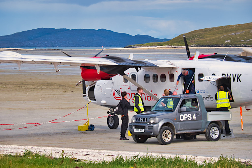 Barra Airport: der einzige Flughafen, wo Linienflugzeuge auf einen Strand landen und Starten - Insel Barra, Äußere Hebriden