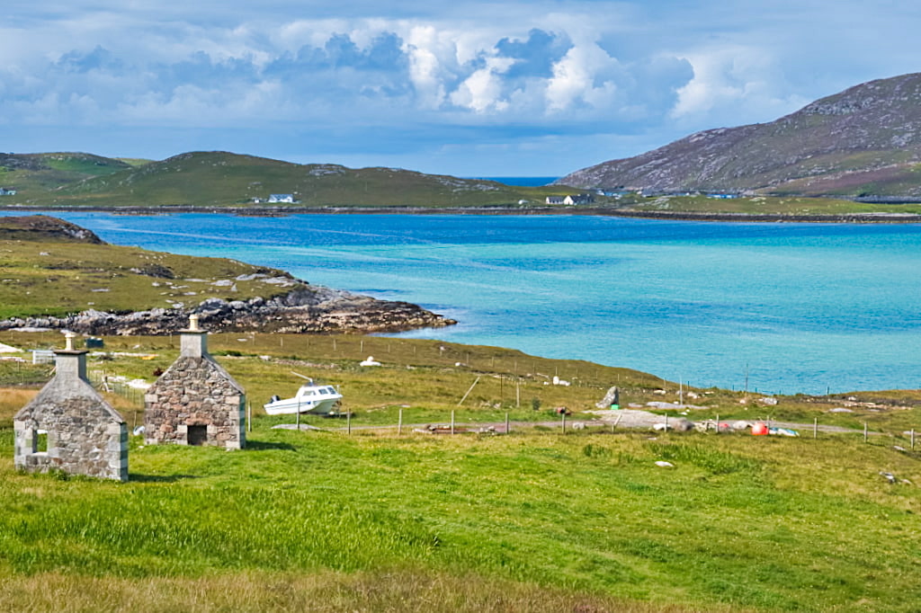 Uidh Halbinsel mit kleinen Crofter Siedlungen - Insel Vatersay - Äußere Hebriden